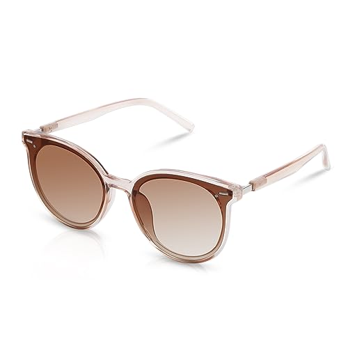 Lunettes de soleil rondes rétro femme Sumato marron et rose tendance