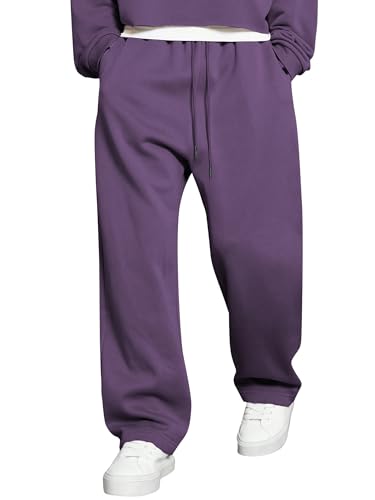 JMIERR Mens Baggy Sweatpants Wide Leg Lounge Workout Gym Travel Pants with Pockets L Purple