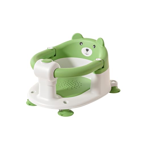 Sarinyベビーバスチェア、幼児用バスシート、ベビーシットアップバスシート、安全素材 転倒防止 滑り止め 清潔 携帯便利 背もたれ付き ベビーおふろマット 幼児入浴サポート ベビーチェア お風呂チェア お座り練習 お風呂椅子 入浴補助用具 (グリーン)