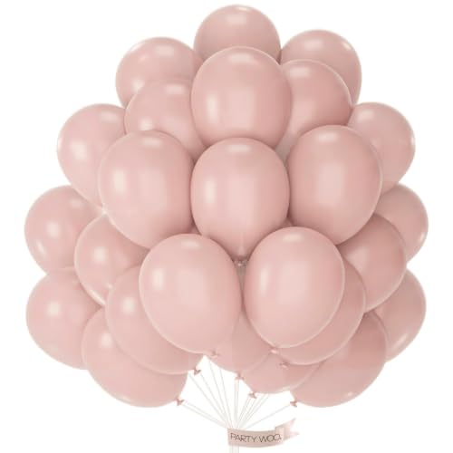 Image of PartyWoo Dusty Pink Balloons 50pcs Lilac Pink Latex Helium Balloons 12 Inch