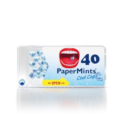 PaperMints CoolCaps - Instant Fresh Breath Mints Sugar-Free 4 Pack - 160 capsules. Chronic Bad Breath Treatment for Adults, Peppermint Fresh Breath Freshener Pearls Halitosis Treatment Dry Mouth