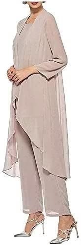 Women's Chiffon Pants Suits 3 Pieces Mother of The Bride Wedding Evening Party Formal Dress Long Outfit Set with Jacket4
