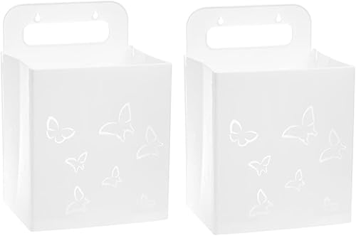 Zerodeko Organizador de ropa de montaje de 2 piezas cesta de pared blanca cesta para el hogar tela colgante plegable organización clasificadora