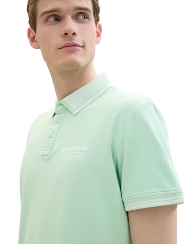 TOM TAILOR Herren Basic Piqué Poloshirt mit Logo-Print , paradise mint, L – Ansicht 4