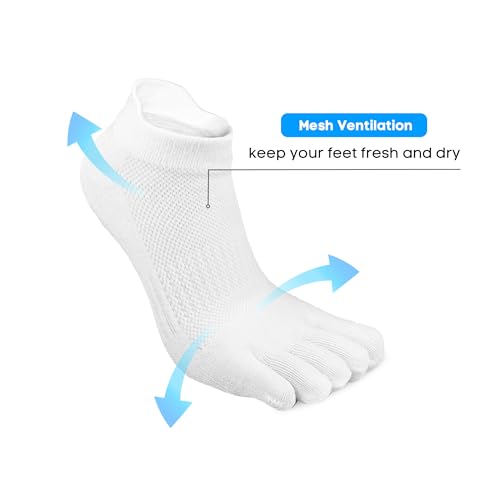 Toe Socks for Men and Women Athletic Running Five Finger Five Toe Socks with Premium Cotton LightWeight Size 6-144