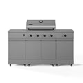 Tytus Fresno 5 Burner Propane or Natural Gas Island Grill - 864 sq. in. Cooking Area, 48,000 BTU Grill, 12,000 BTU Side Burner, 304 Steel Burners, Storage Cabinets - All Gunmetal