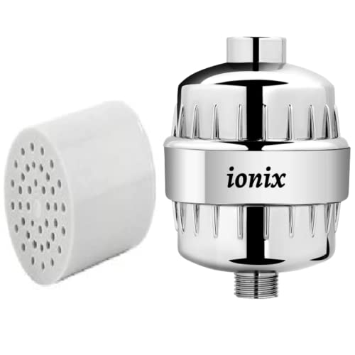 Image of IONIX Water Softener | 1 Year Warranty | Hard Water Softener for Tap and Shower Heads, Shower Filter for Bathroom, 15 Stage Hard Water Filter with Easy Self-Installation (Chrome, Set of 1)