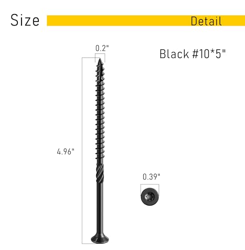 Image of 50pcs Deck Screws #10 x 5 Inch Wood Screw Star /Trox Drive Structural Screw for Timber, Log, Landscaping Wood Etc.