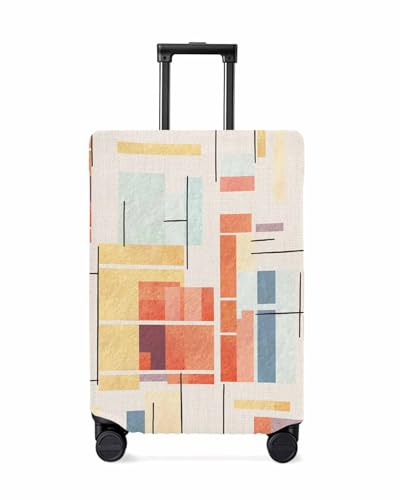 Travel Luggage Cover Spandex Elastic Suitcase Cover for Luggage, Scratch Proof Luggage Cover Protector for Trunk Case 26-28 Inch Luggage, Abstract Geometic Modern Minimalism Linen