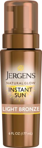 Image of Jergens Natural Glow Self Tanner Mousse, Light Bronze Tan, 6 fl oz | Sunless Tanning Mousse, Instant Bronzer for Fair Skin, Natural-Looking Color, Streak-Free, Body Bronzer, Self Tanner