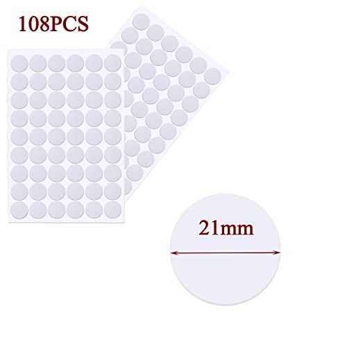 108 Stücke PVC Schraubenabdeckung, Rund, Weiss, Selbstklebend,Schraubenloch Aufkleber,Schrauben Abdeckkappen ,Schraubenkappen ,für Möbel ,Ø 21mm