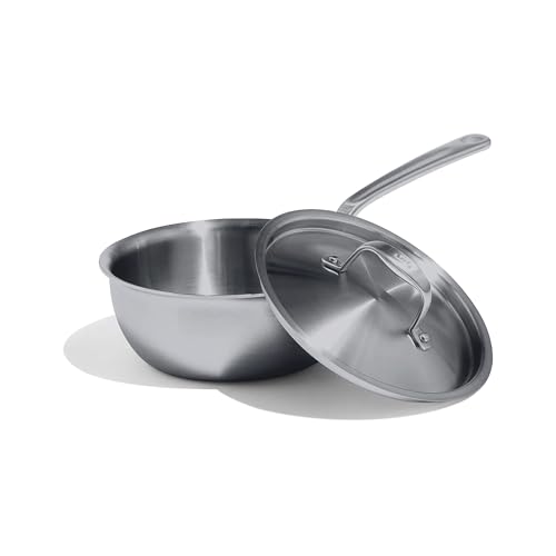 Made In Cookware - 2 Quart Stainless Steel Saucier Pan - 5 Ply Stainless Clad - Professional Cookware - Made in Italy - Induction Compatible