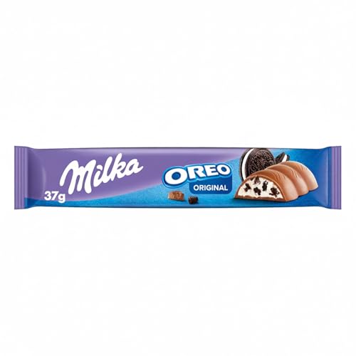 Milka OREO Schokoladenriegel, Alpenmilch mit Keksstücken, 37 g (36er-Pack) – Ansicht 2