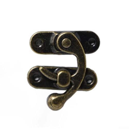 Cerradura tradicional de hierro con acabado antiguo para equipaje y joyas, hebilla segura para proyectos de estilo vintage (gancho derecho bronce)