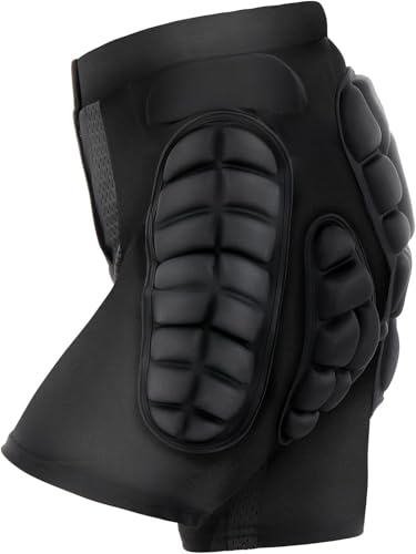 TOMSHOO Protektorhose Herren Damen, 3D-Schutz Gepolsterte Kurze Hose für Snowboarding, Skaten und Skifahren, Eva Paded Protektor Shorts für Hüfte, Po und Steißbein, M