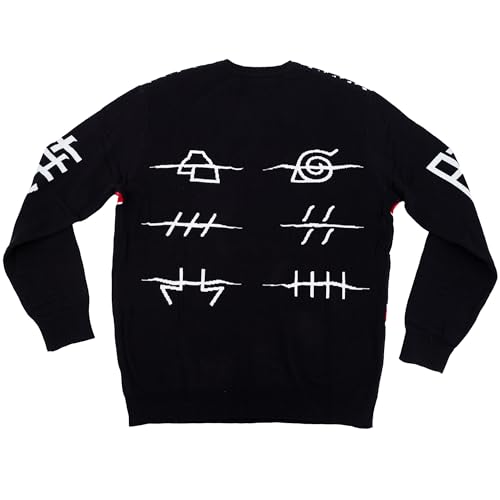 Ripple Junction Naruto Shippuden Men's Christmas Sweater Akatsuki Red Cloud Anti-Village Holiday Anime Officially Licensed2