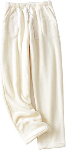 Pyjama d'hiver en polaire femme pantalon de détente blanc taille L