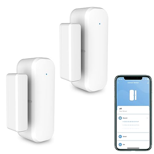 XFOX Smart Door and Window Sensor, 2.4G WiFi Door Sensor, Tuya/Smart Life Contact Sensors for Home Security & Smart Home Automation, Compatible with Alexa Google Assistant
