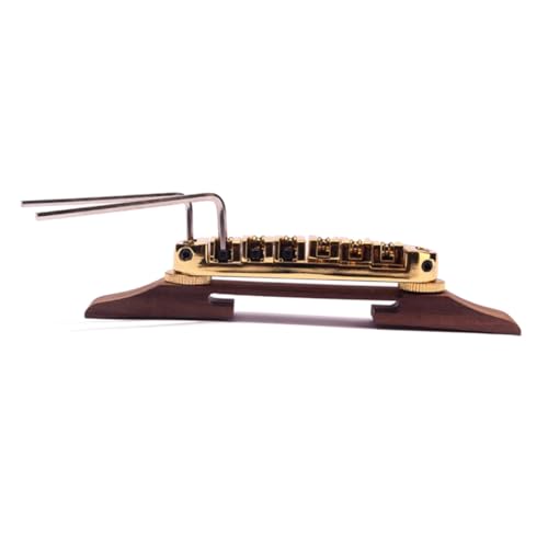 ULDIGI Jazz Guitar Bridge with Gold Roller Saddles B Tailpiece for Guitars Adjuster Wheels Guitar Parts