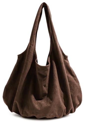 Slouchy Suede Hobo Bags for Women Large Shoulder Bag Handbags Chic Tote Purse Satchel for Travel Work