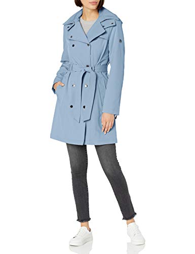 Calvin Klein Womens Double Breated Soft Shell Trench, CHM, L