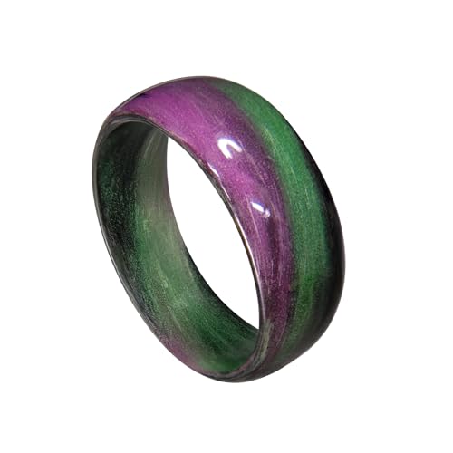 Handmade Ring Band - Carbon Fiber Green, Purple, and Black Marbled Glow Ring, Matte or High Gloss Finish, Glow-in-the-Glow, Durable, Waterproof, Sizes 4-16, Custom Band Widths