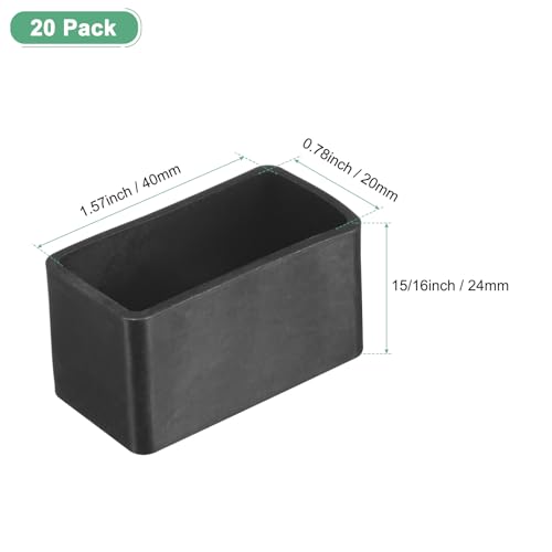 Image of M METERXITY 20-Pack Rectangle Chair Leg Caps, 0.78 x 1.57 (20 x 40mm) PVC Chair Leg Floor Protectors for Chairs /Table /Bed, Furniture Feet Covers Cups Non-Slip End Tips