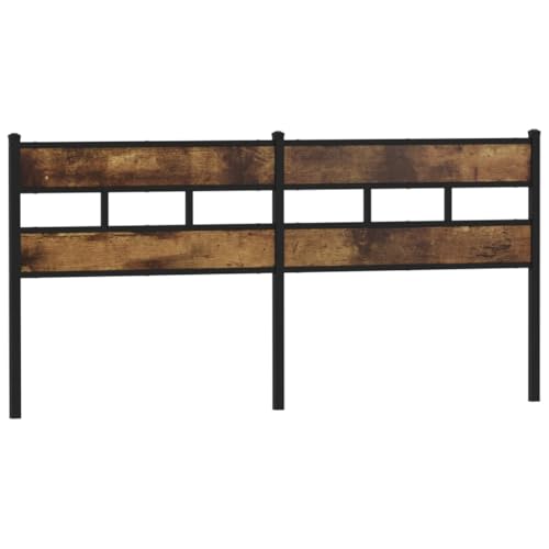 vidaXL Cabecero de Hierro y Madera de ingeniería Roble Ahumado 180 cm, cabecero de Cama, cabecero Individual, Muebles de Dormitorio