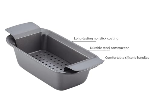 Rachael-Ray-Bakeware-MeatloafNonstick-Baking-Loaf-Pan-with-Insert-9-Inch-x-5-Inch-Gray Rachael Ray Bakeware MeatloafNonstick Baking Loaf Pan with Insert 9 Inch x 5 Inch Gray