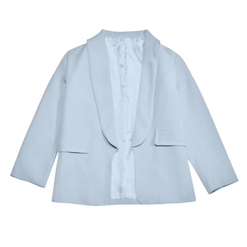 Helles Blau Blazer Mädchen 140 Anzugjacke Kinder Schmal Geschnittener Anzug Einfarbig Jacke Slim Fit Mode Revers Langarm Sakko Lässig Smoking Girl Hochzeit Mit Seitentasche