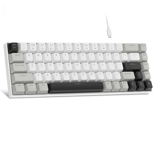 Image of MageGee Portable 60% Mechanical Gaming Keyboard, MK-Box LED White Backlit Compact 68 Keys Mini Wired Office Keyboard with Red Switch for Windows Laptop PC Mac - Grey