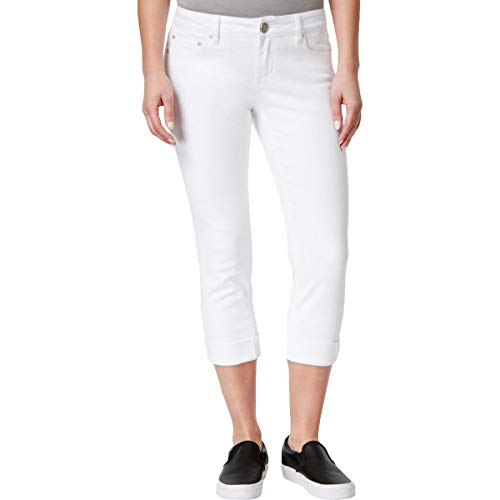 Womens Cuffed Colored Skinny Crop Jeans White 15