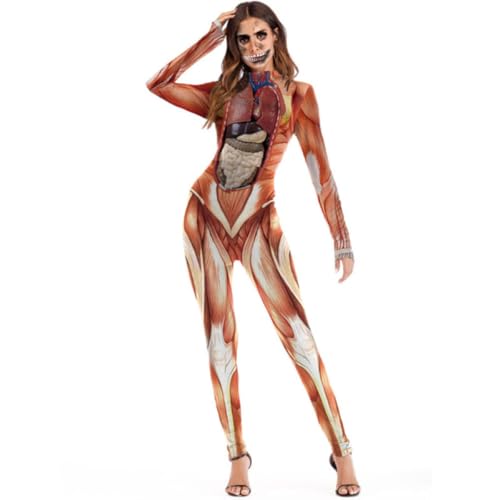 Mono musculoso con estampado muscular realista y tejido transpirable para Halloween