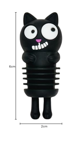 Bouchon de bouteille chat Ed the Cat moses. en silicone noir