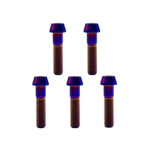 Image of RISON Titanium Bolts Ti Bolt M8*1.25 * 30 Hex Tapered Socket Head 5Pcs Burnt Blue Titanium Hex Tapered Head Bolt Screw for Bike stem