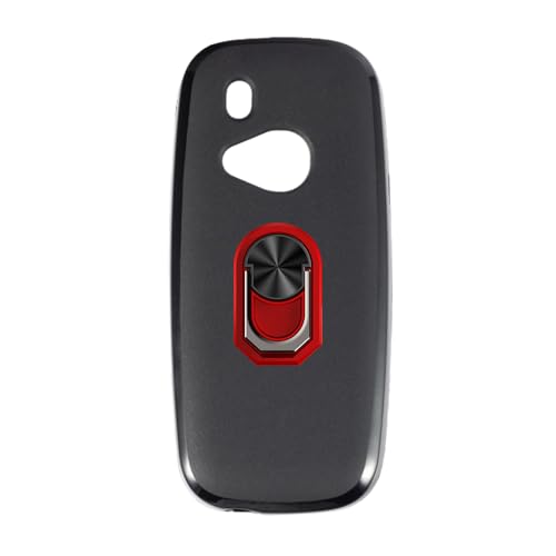 UOGNADGD Funda Flexible + Soporte para Dedo Compatible con Nokia 3310 2017 Funda Antigolpes para Teléfono con Soporte Magnético Estilo Mecanizado (Negro + Rojo)