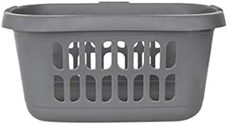 Silver 60L Litre Plastic Hipster Laundry Basket Clothing Washing Laundry Storage (Hipster Basket)