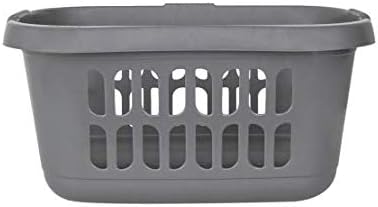 Silver 60L Litre Plastic Hipster Laundry Basket Clothing Washing Laundry Storage (Hipster Basket)