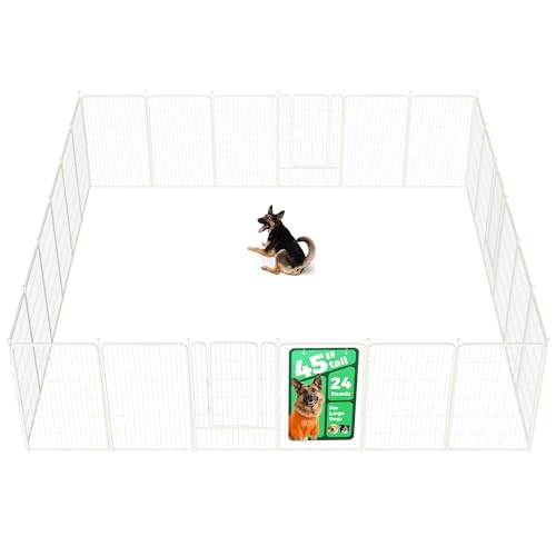 Image of FXW Rollick Unleashed Dog Playpen for Indoor, Yard, RV Camping, 45 inch 24 Panels for Large Dogs, White│Patented