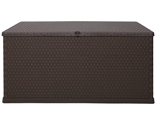 Ondis24 XL Kissenbox Enzo in Rattan Optik Auflagenbox abschließbar Gartenbox beugt Schimmel vor Regensicher mit Rollen (Braun)