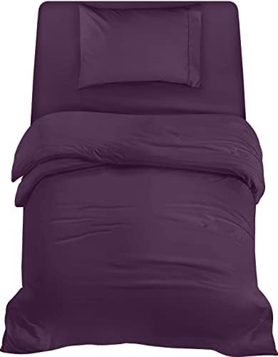 Utopia Bedding 3 Piece Single Bedding Set - Pack of 10 - Duvet Cover, Fitted Sheet with Pillow case - Soft Brushed Microfiber Polyester (Purple) — image 1