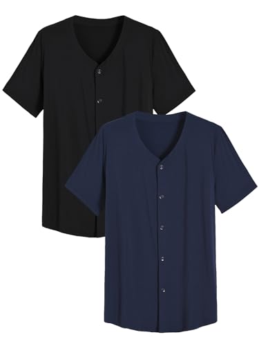 Latuza - Latuza Men's Big and Tall Pajama Shirt Bamboo Viscose Button Up Pj Top 2 Pack, Black/Navy, 5X-Large Big Tall - Best Deal on Amazon