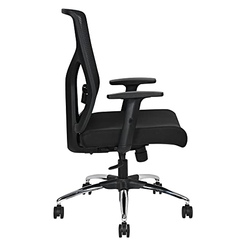 Image of Halcyon Office Chair Octavia - Ergonomic Computer Desk Chair with Mesh Back, Adjustable Armrests & Lumbar Support, Metal Base - Black