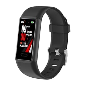 Fitness Tracker, Cloudpoem Fitness Watches for Men Women with 24/7 Heart Rate Monitor Sleep Tracker Step/Calorie Counter Stopwatch Pedometer IP68 Waterproof (Black)