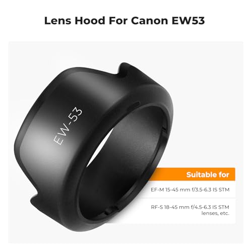 Image of K&F CONCEPT Lens Hood Compatible with Canon EF-M 15-45mm f /3.5-6.3 is STM & RF-S 18-45mm f /4.5-6.3 is STM Lens, Snap on Camera Lens Shade Replaces EW-53 Hood