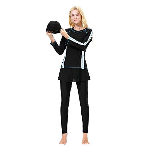 OBEEII Damen Muslimischer Badeanzug Wetsuit Wassersport Oberteil mit Hose Hijab Swimwear Burkini Badeanzug für Damen und Mädchen, Volle Abdeckung, Burkini Weiß L