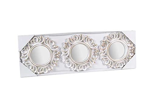 Gicos Import Export Srl Set 3 Specchi Tondi Decorativi Da Parete In Plastica Libera Installazione 25 Cm Shabby Chic Colore Bianco Oro Ask-823787