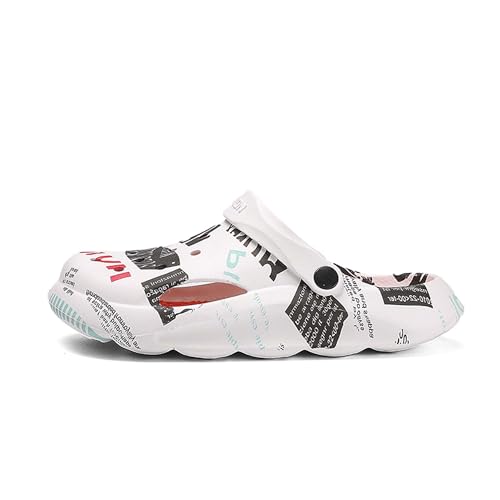 Unisex Sandals Summer Outdoor Breathable Perforated Shoes with Adjustable Straps Lightweight Non Slip Sole Beach Shoes(White,9.5)