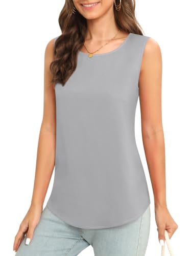 Image of Women's Sleeveless Chiffon Tank Top Business Casual Blouse Tunic Top