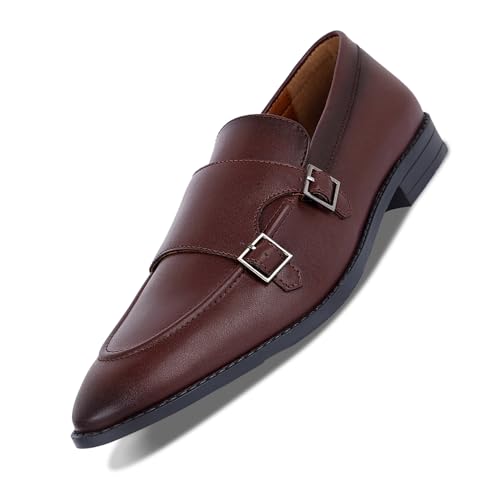 Image of LOUIS STITCH Double Monk Strap Shoes for Men | Slip-on Monk Style | Office Shoes for Men | Formal Shoe for Men Ideal for Business, Casual, Parties (LSRG FMBB)